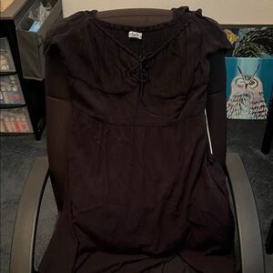 Hollister black tie-front smocked midi dress w/ side split in XL